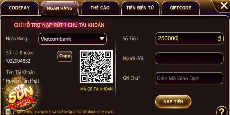 nạp tiền Sunwin Hướng dẫn đầy đủ các bước nạp tiền Sunwin nhanh chóng